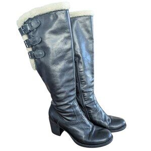 Mariano Renzi Leather and Fur Tall Zip up Heeled  Boots Size 40